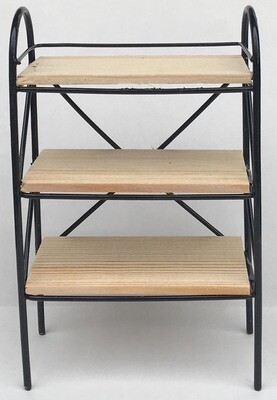 Black Shelf Unit with Wooden Shelves
