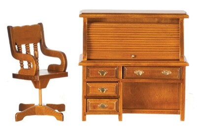 Rolltop Desk/Chair, Walnut