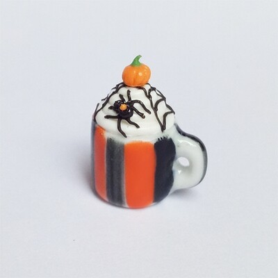 Cupcake in a Mug - Spider/Pumpkin Striped Mug