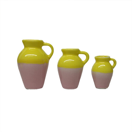 Vases with Handles - Pink/Yellow, Size: Small