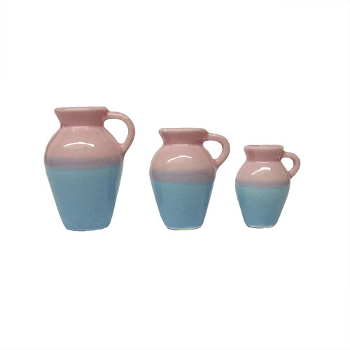Vases with Handles - Light Blue/Pink, Size: Small