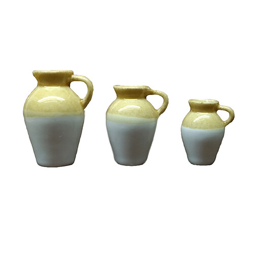 Vases with Handles - White/Light Brown, Size: Small
