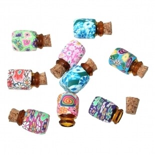 Glass Jar with Cork - Polymer Clay Wrapped