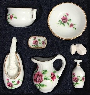Bathroom Set, Roses - 9 pieces