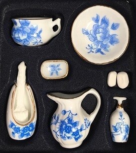 Bathroom Set, Blue - 9 pieces