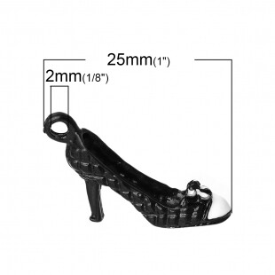 Ladies Shoes - Black with White Toe