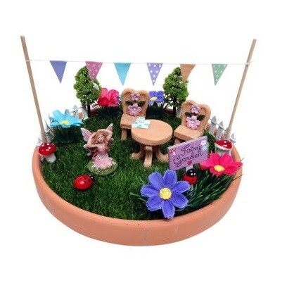 Fairy Garden in Pot, Choose Either: Table &amp; Chairs
