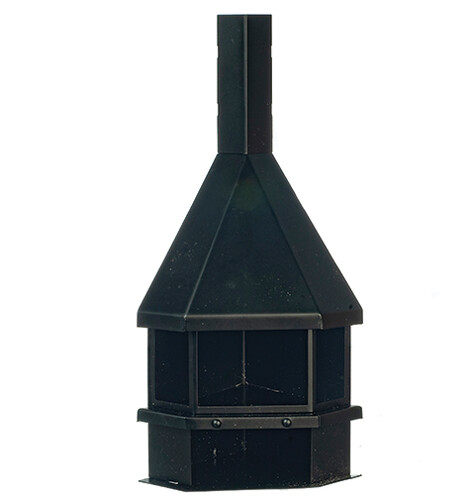 Black Metal Corner Fireplace
