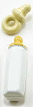 Baby Bottle &amp; Dummy Set, Colour: Yellow