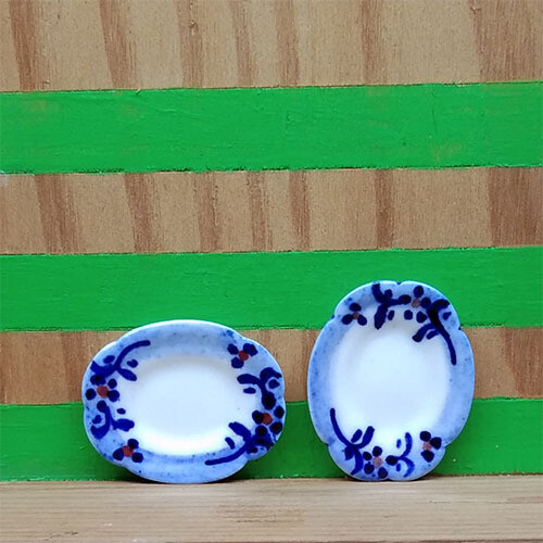 Plate, Oval with Blue Flower design