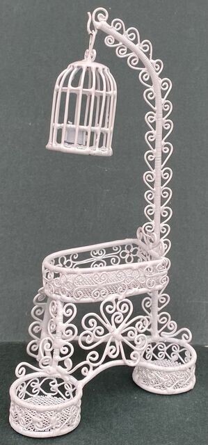 White Wire Bassinet/Planter Stand/Bird Cage