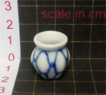 Vase, white with blue honeycomb