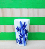 Vase, Blue with Bamboo - Style 2