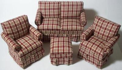 Burgundy Check Lounge Suite