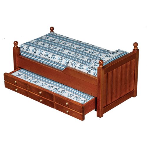 Trundle Bed, Blue/Walnut