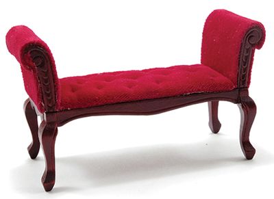 Settee, Mahogany with Red Velour Fabric