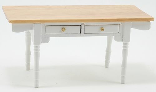 White Vermont Table With Oak Top
