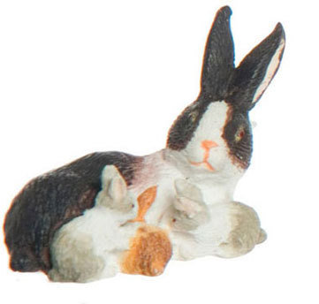 Mother Rabbit with Babies - Brown