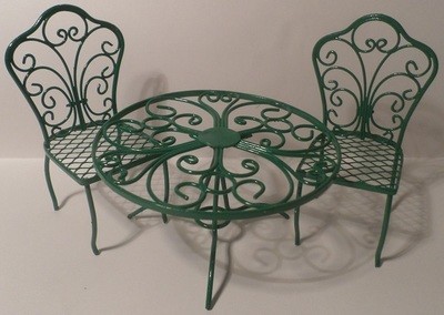Green Wire Table &amp; Two Chairs
