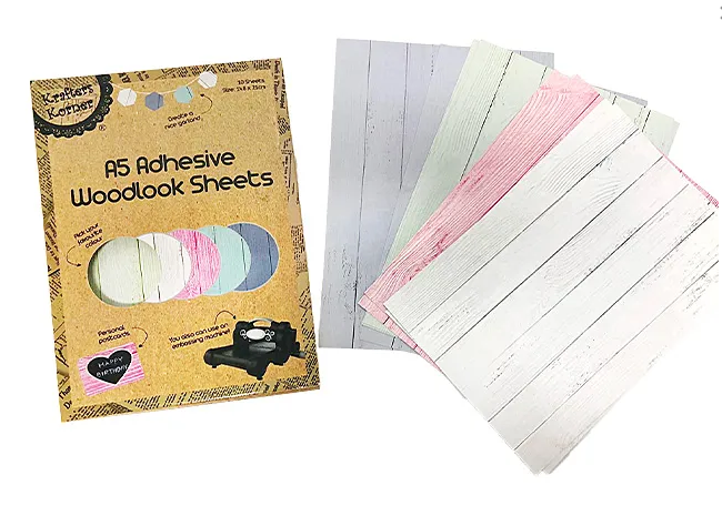 A5 Adhesive Woodlook Sheets - Pastel