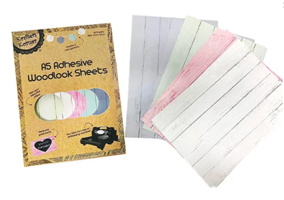 A5 Adhesive Woodlook Sheets - Pastel
