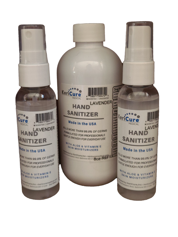 2 Pack Hand Sanitizer + 8oz Refill Bottle, Lavender Mint