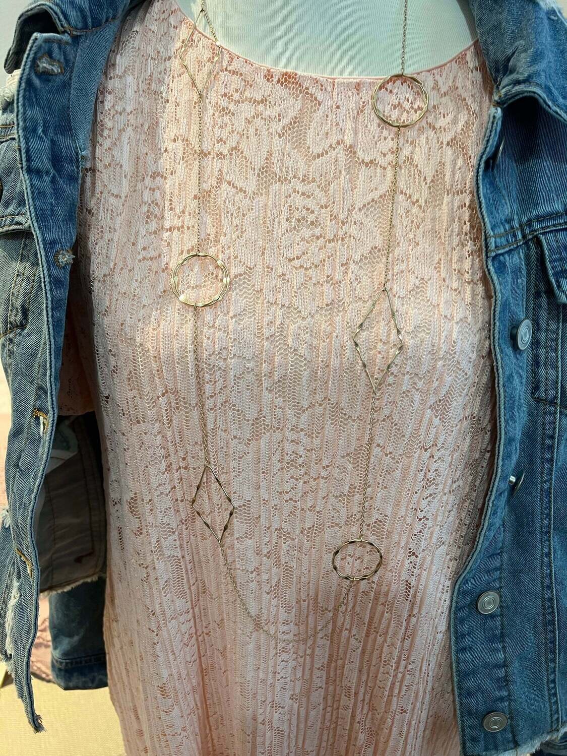 Metal Diamond Ring Gold Necklace