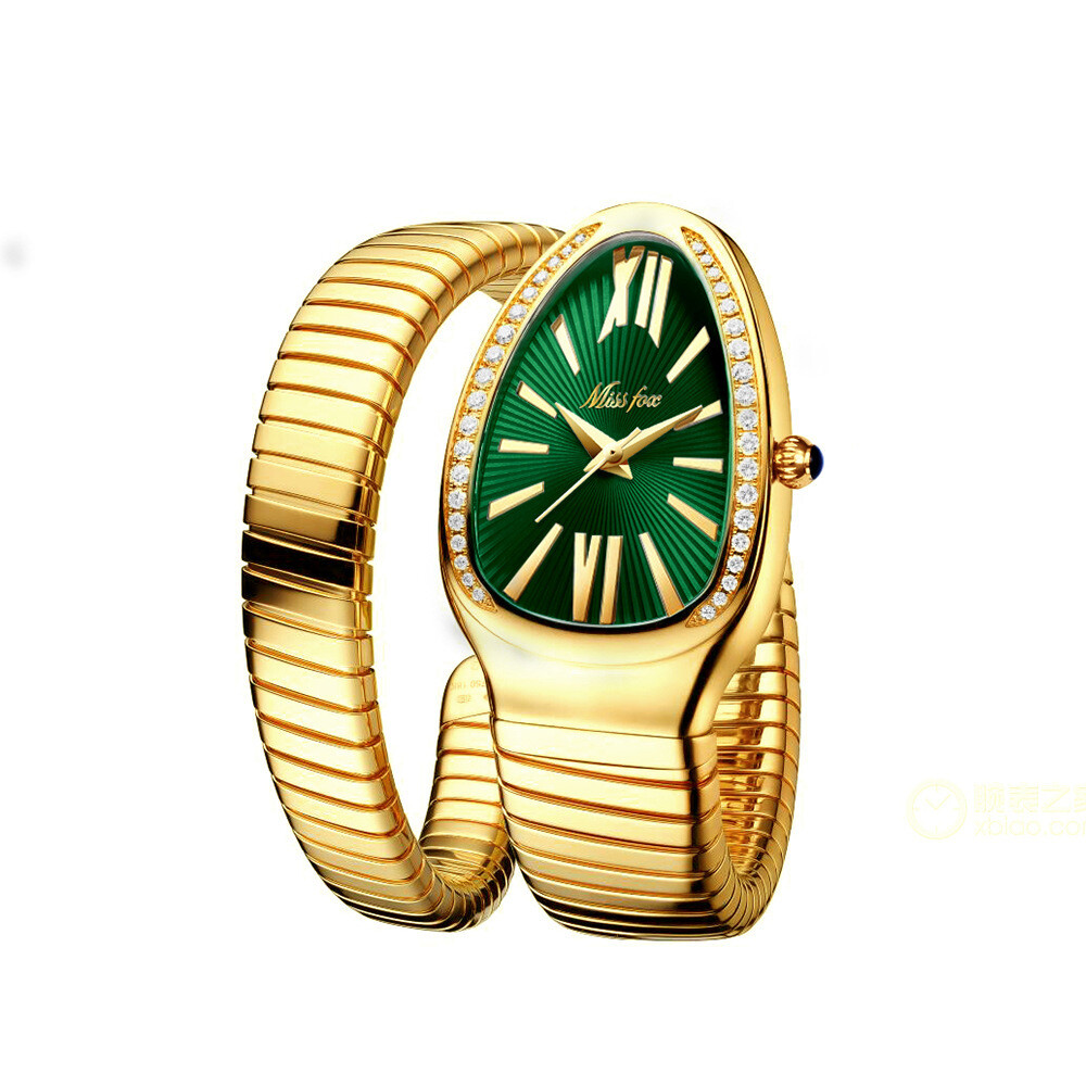 Luxury Snake Watch For Women, Color: Golden green
