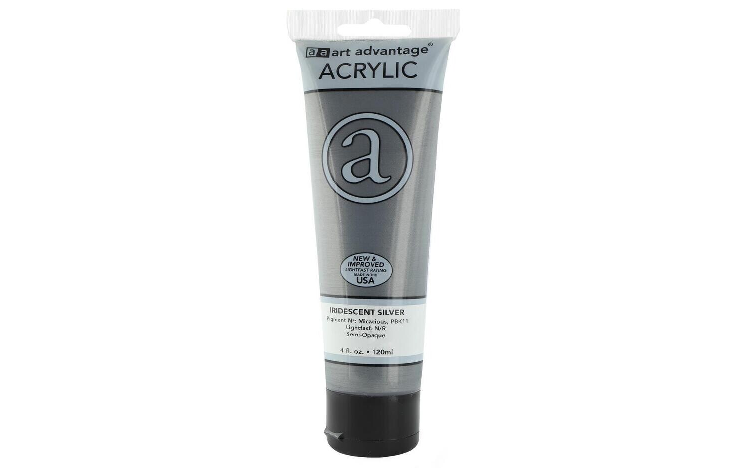 ART ADVANTAGE ACRYLIC PAINT 4oz Iridescent Silver