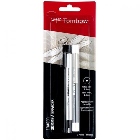TOMBOW MONO ZERO WHITE VINYL ERASER W/REFILL SET ROUND CARDED