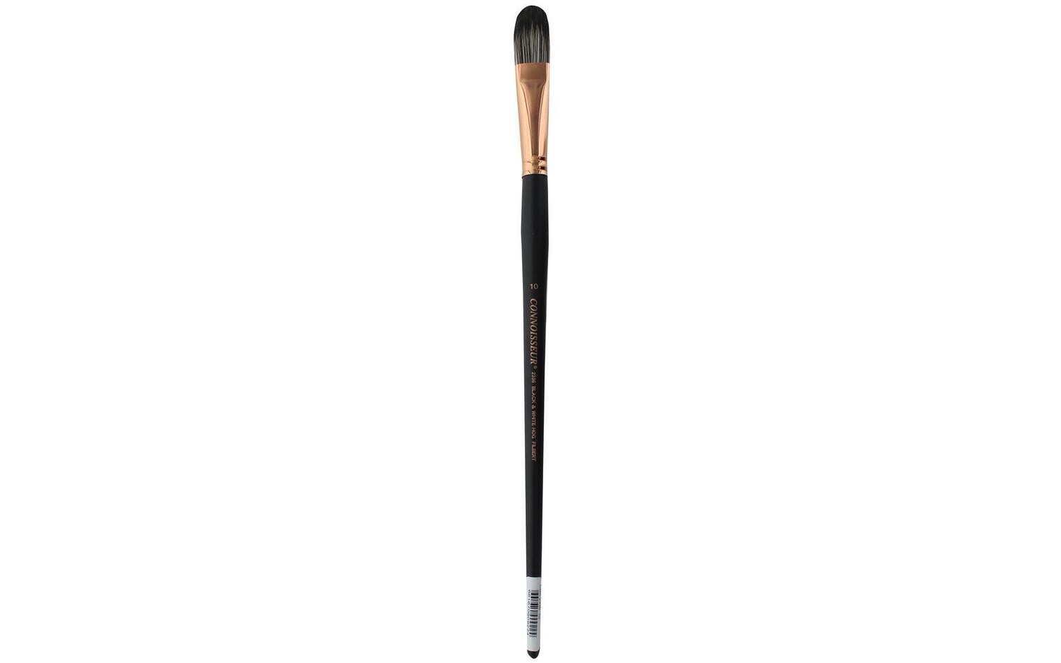 Connoisseur Black &amp; White Hog Bristle Brush Long Handle Filbert #10