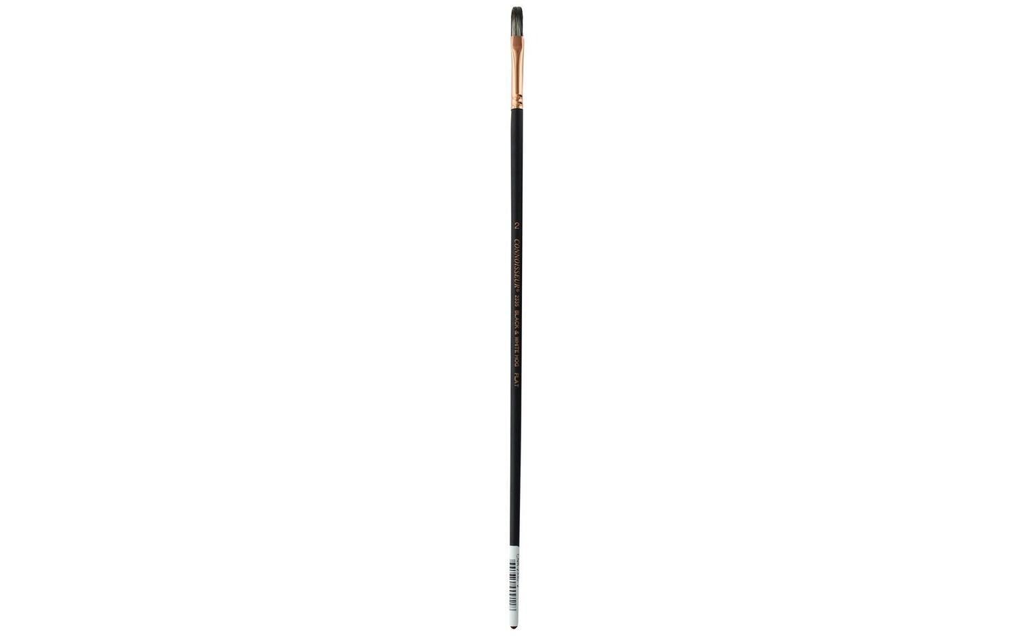 Connoisseur Black &amp; White Hog Bristle Brush Long Handle Flat #2