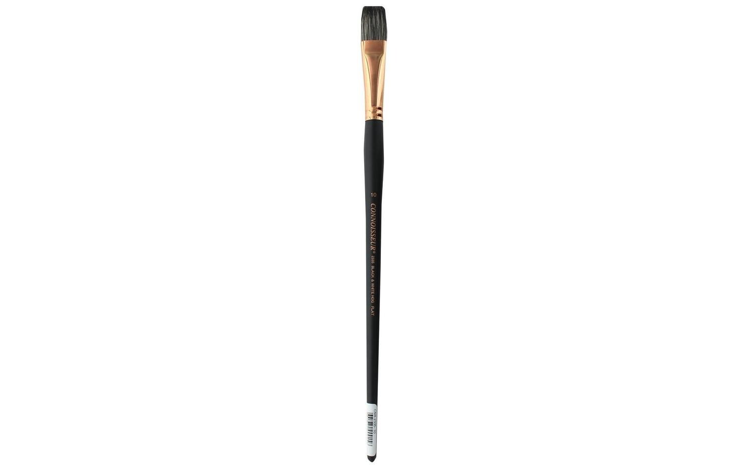 Connoisseur Black &amp; White Hog Bristle Brush Long Handle Flat #10