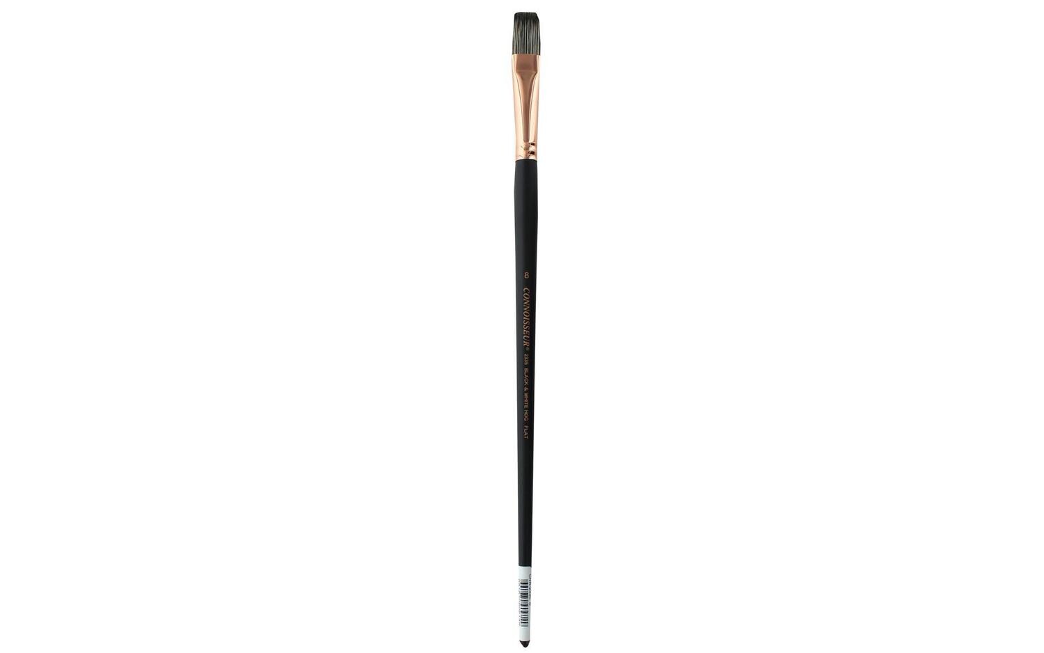 Connoisseur Black & White Hog Bristle Brush Long Handle Flat #8
