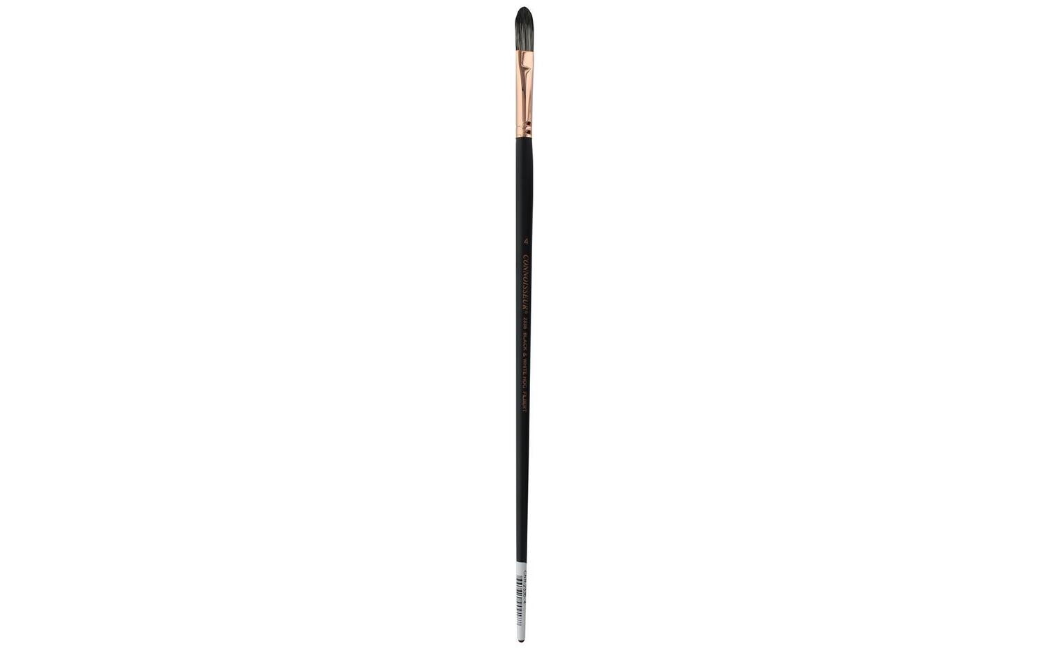 Connoisseur Black &amp; White Hog Bristle Brush Long Handle Filbert #2