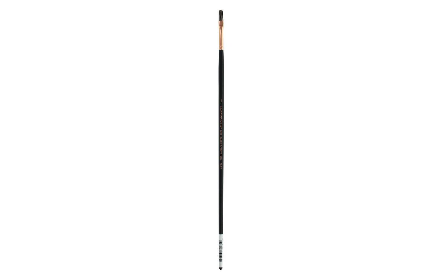 Connoisseur Black &amp; White Hog Bristle Brush Long Handle Flat #1
