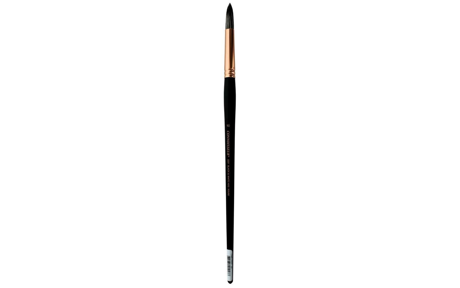 Connoisseur Black &amp; White Hog Bristle Brush Long Handle Round #10