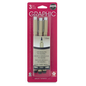 Sakura 50053 Pigma Micron Graphic Pens - Set of 3, 1 mm