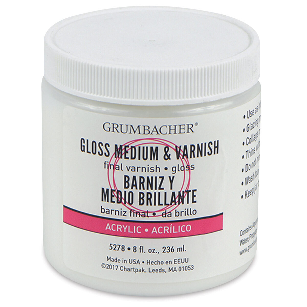 Grumbacher Artists&#39; Acrylic Gloss Medium and Varnish - 8 oz jar