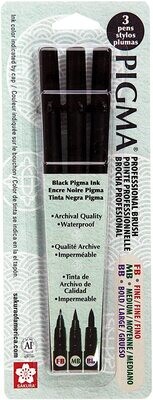 Sakura 50026 Pigma Professional Brush, Medium, Black, 2-Pack