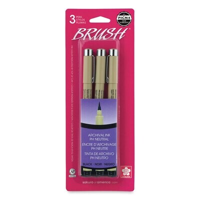 Sakura 50052 Pigma Brush Marker - Black, Set of 3