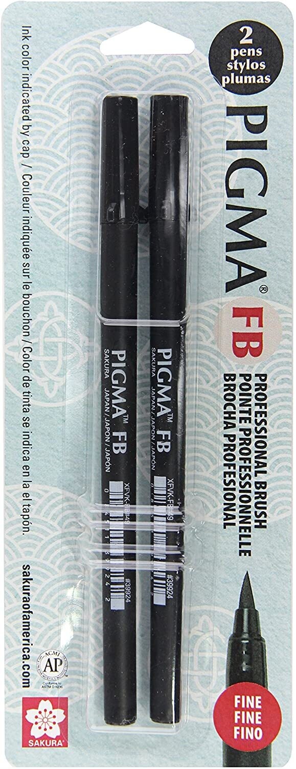 Sakura 50027 Pigma Professional Brush, Bold, Black, 2-Pack