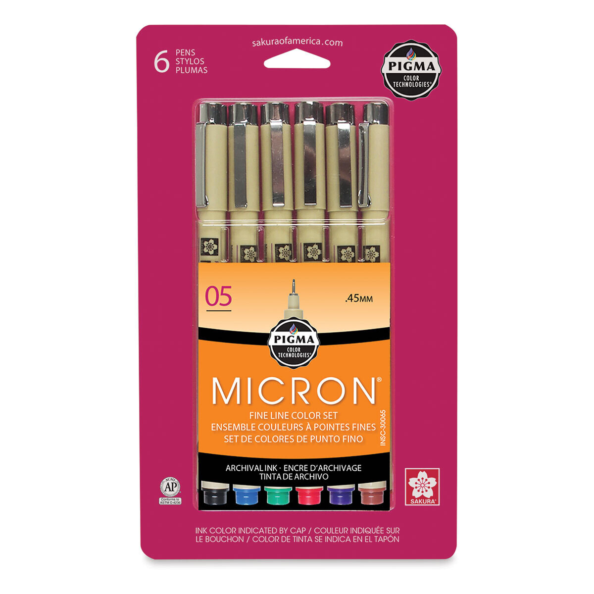 Sakura 30064 Pigma Micron Pens - Set of 6, Assorted Colors, 005