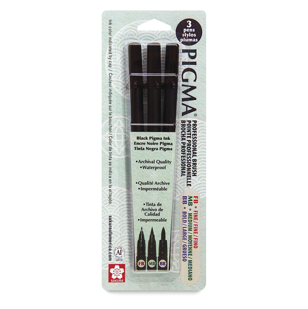 Sakura 50028 Pigma Professional Brush Pens - Pkg of 3
