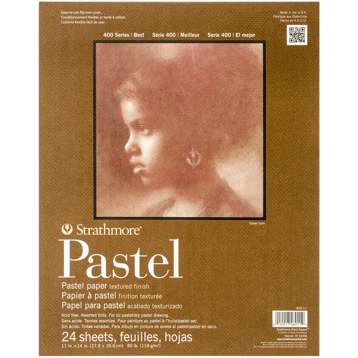 STRATHMORE 400 Series Pastel Paper Pad - 11&quot; x 14&quot;, Assorted Colors, 24 Sheets