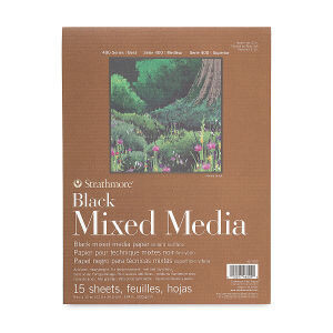 STRATHMORE 400 Series Black Mixed Media Pad - 9&quot; x 12, 15 Sheets