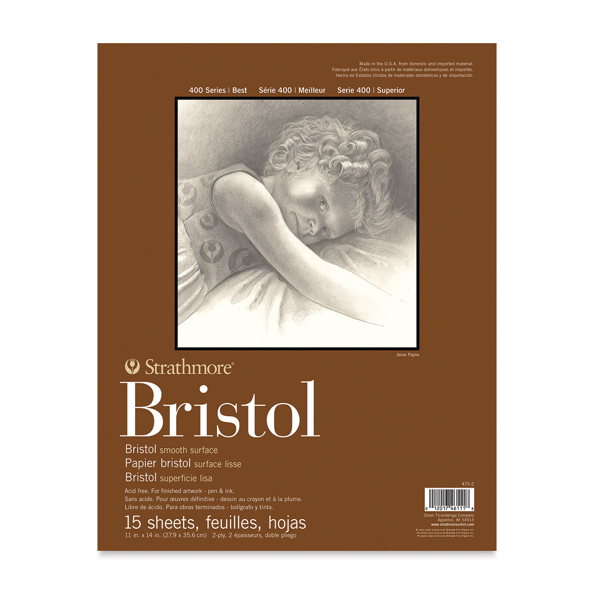STRATHMORE 400 Series Bristol Pad - 11&quot; x 14&quot;, 2 Ply, Smooth, 15 Sheets