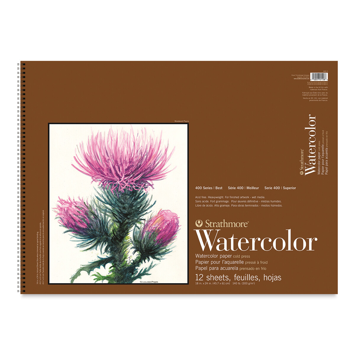 STRATHMORE 400 Series Watercolor Paper Pad - 18&quot; x 24&quot;, Wire Bound, 12 Sheets