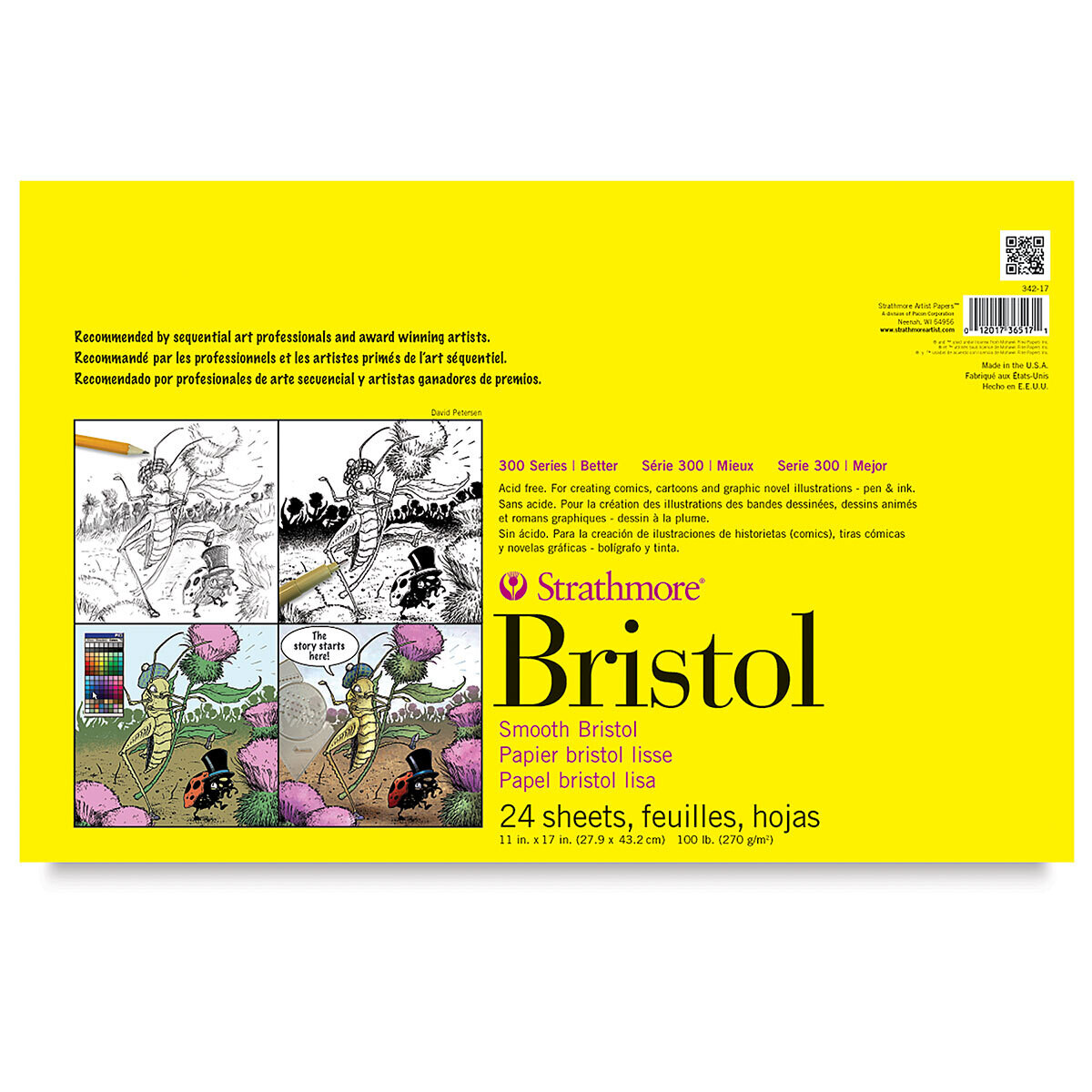 STRATHMORE 300 Sequential Series Bristol Pad - 11&quot; x 17&quot;, Smooth, 24 Sheets