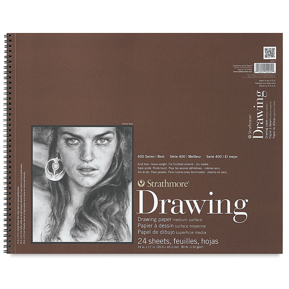 STRATHMORE 400 Series Heavyweight Drawing Pad - 14&quot; x 17&quot;, 24 Sheets, 100 lb